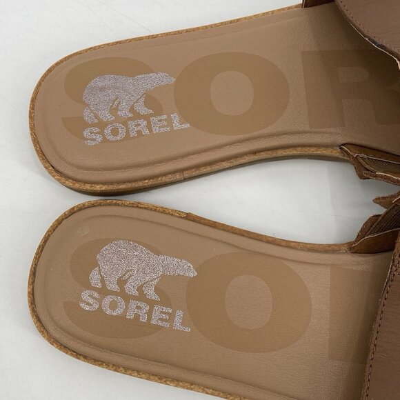 Sorel Women's Size 11 Brown Ella II Leather Solid Print Sandals - Picture 6 of 9
